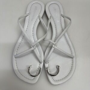 Jeffrey Campbell Pacifico Sandals 8 White Leather Toe Ring Strappy Minimalist